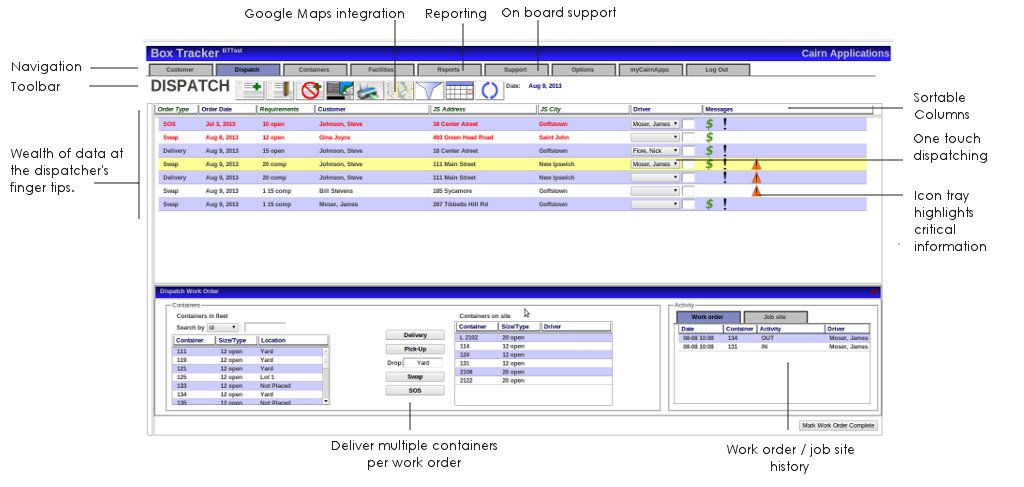 Roll-off container tracking desktop application
