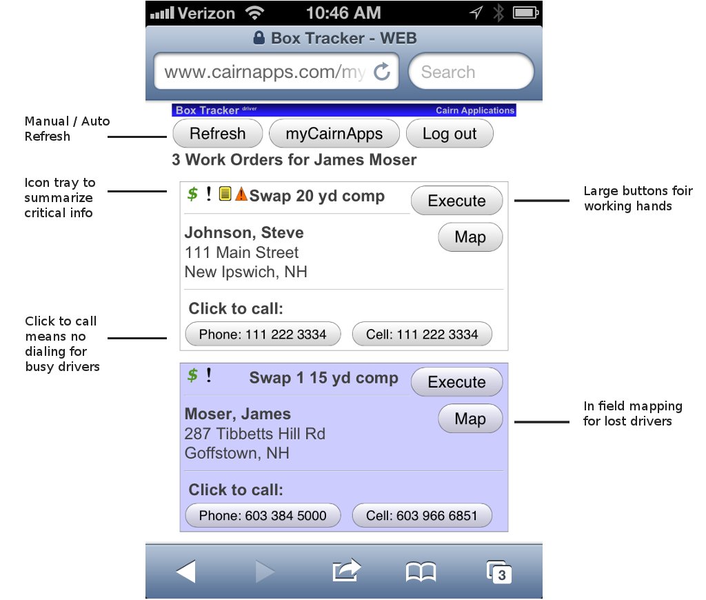 Roll-off container tracking mobile application